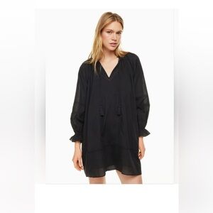 Aritzia Little Moon Livia Black V-Neck Dress with Tassel Ties , Size S